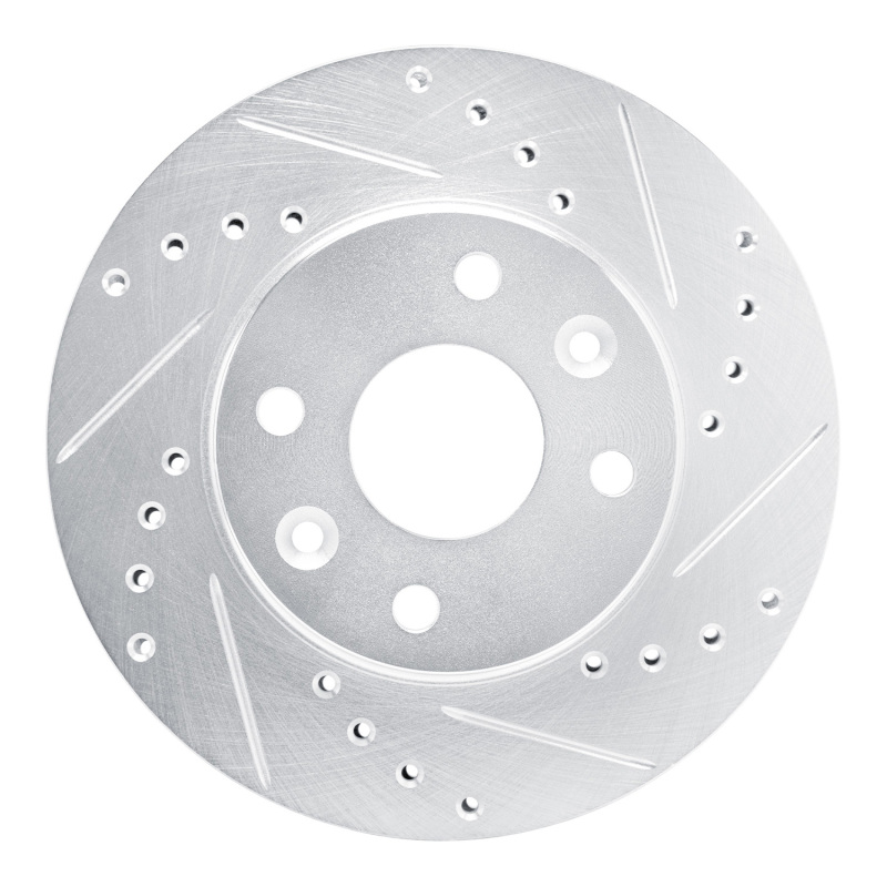 Kia Spectra Brake Rotor (1) - Front Right - R1 Concepts - Drilled & Slotted - Silver - `94-`00 Kia Spectra Brake Rotor (1) - Front Right - R1 Concepts - Drilled & Slotted - Silver - `94-`00